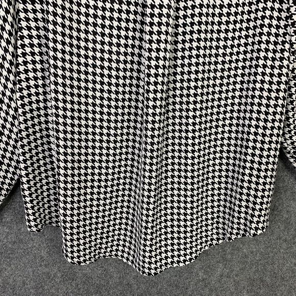 Torrid 1 Button Front Blouse Women 1X Silky Houndstooth B&w Pattern Long Sleeve - Picture 7 of 11